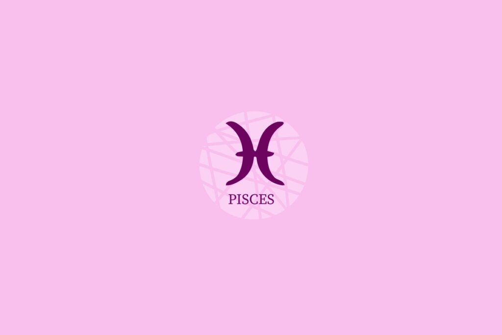 Ilustração do signo de peixe em um fundo roxo-claro