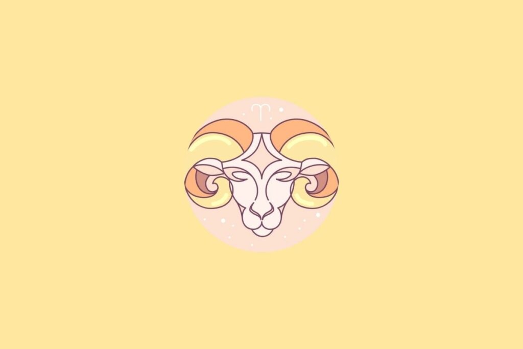 Símbolo do signo de Áries em um fundo laranja