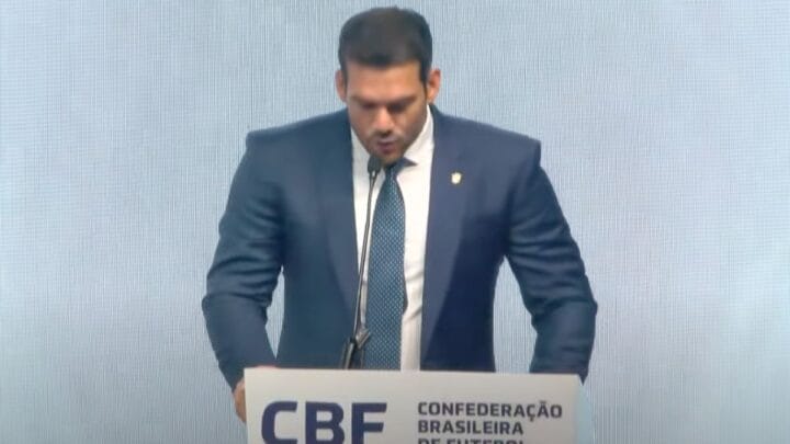 Presidente da CBF, Samir Xaud, anunciou reformulação no calendário do futebol brasileiro (Foto: reprodução, CBF TV)