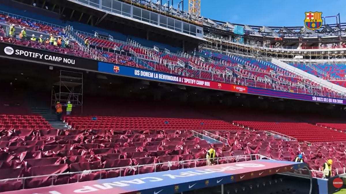 Arquibancada do Camp Nou (Foto: reprodução YouTube Barcelona)