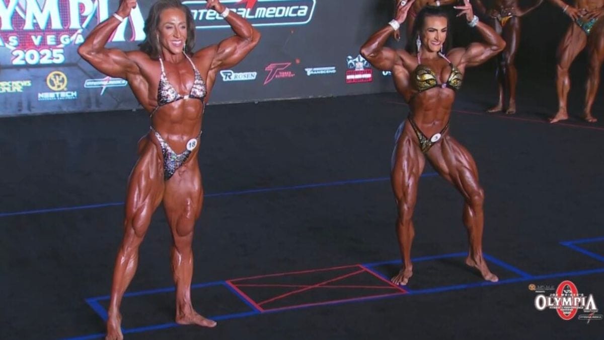 Sarah Villegas e Natália Coelho foram as melhores avaliadas até aqui (Foto: Mr. Olympia TV, Reprodução)