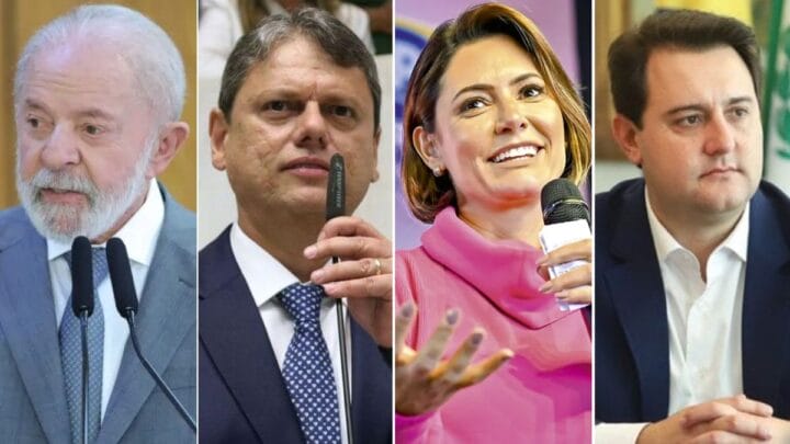 Lula, Tarcisio, Michelle Bolsonaro e Ratinho Júnior estão entre nomes cotados (Fotos: Fábio Rodrigues Pozzebom, Agência Brasil / Arquivo NSC / Divulgação)