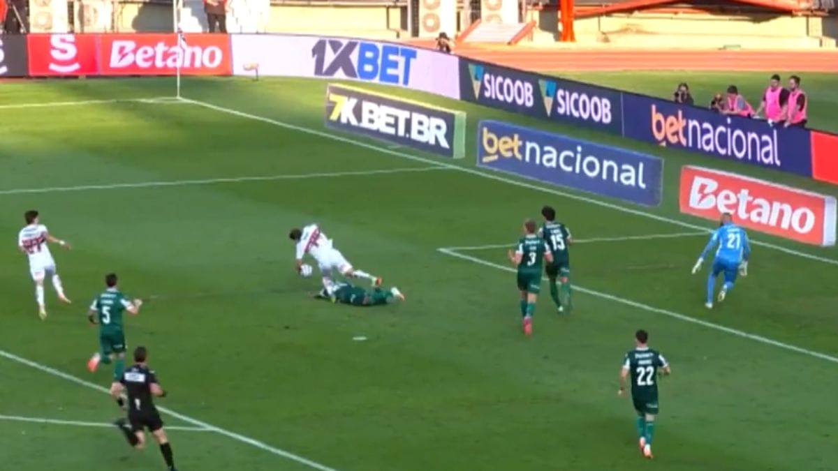 Veja o que disse o juiz no lance do possível pênalti para o São Paulo (Foto: CBF, Reprodução)