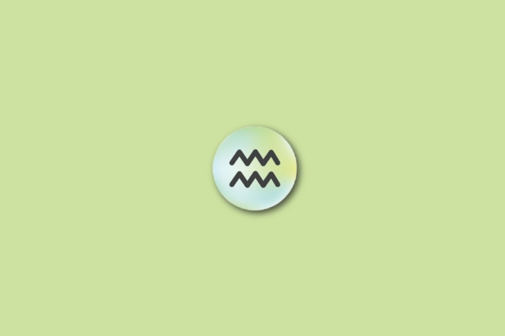 IlustraÃ§Ã£o do signo de aquÃ¡rio, em um cÃ­rculo com as cores verde, azul e amarelo, sobre um fundo verde