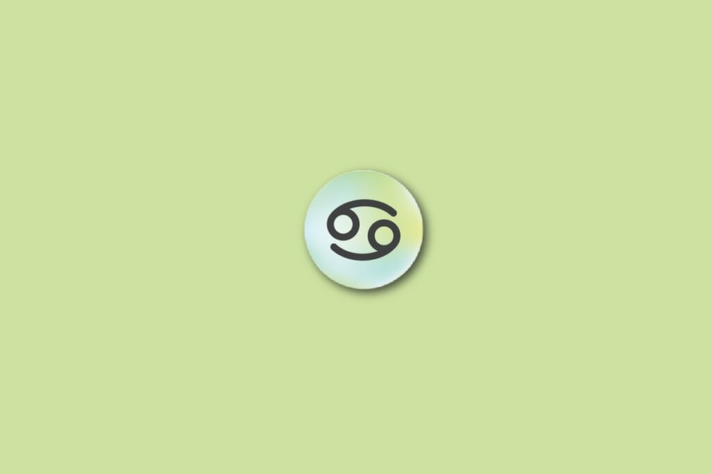 IlustraÃ§Ã£o do signo de cÃ¢ncer, em um cÃ­rculo com as cores verde, azul e amarelo, sobre um fundo verde
