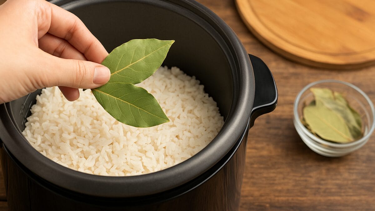 folha de louro no arroz