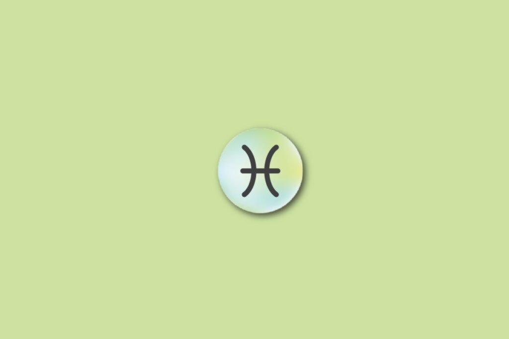 IlustraÃ§Ã£o do signo de peixes, em um cÃ­rculo com as cores verde, azul e amarelo, sobre um fundo verde