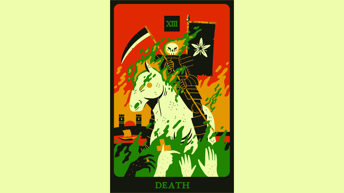 Ilustração da carta de tarô A Morte