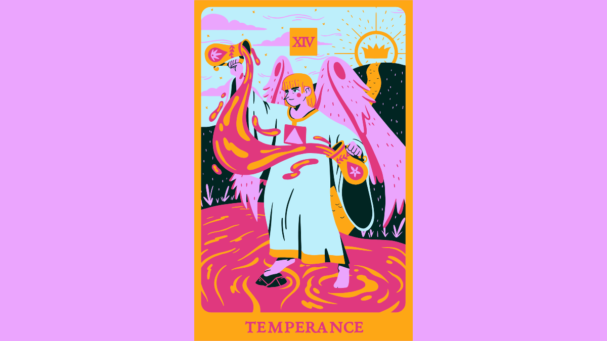 Ilustração da carta de tarô A Temperança