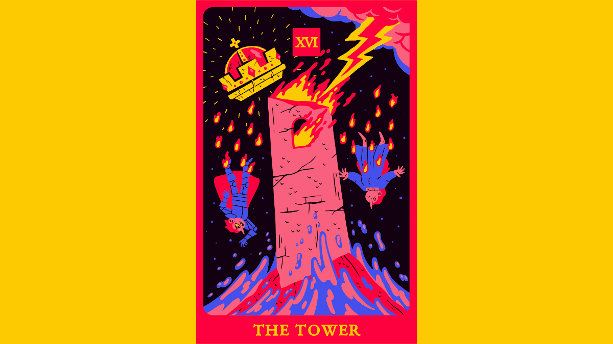 Ilustração da carta de tarô A Torre