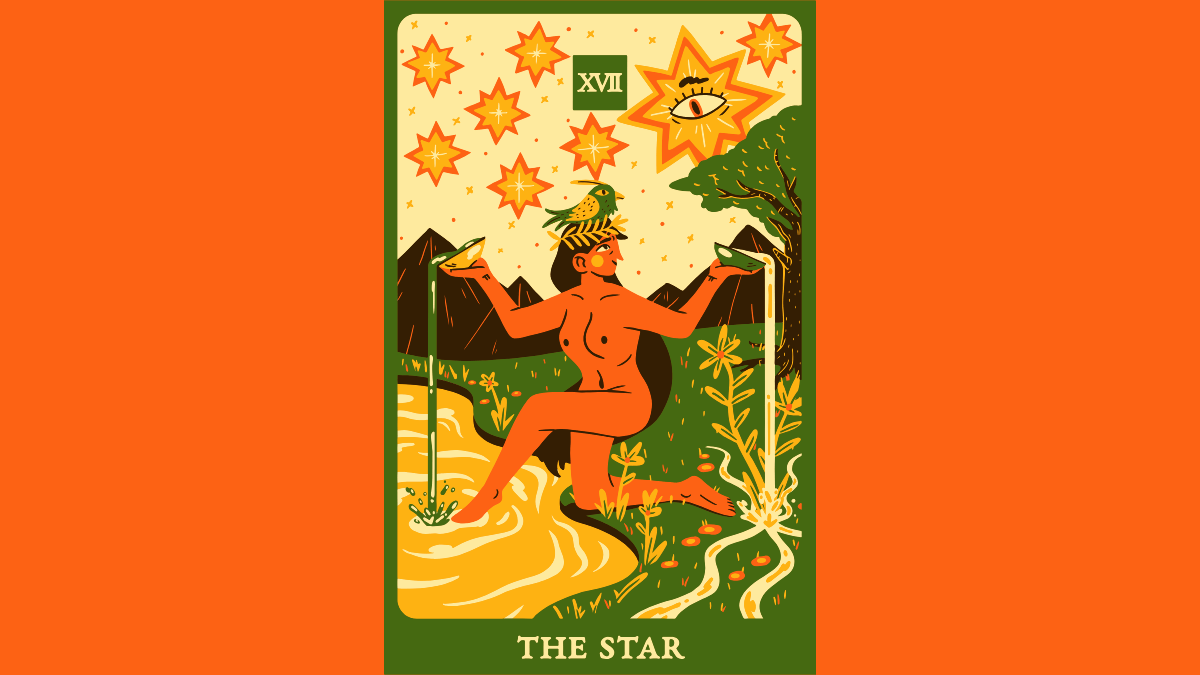 Ilustração da carta de tarô A Estrela