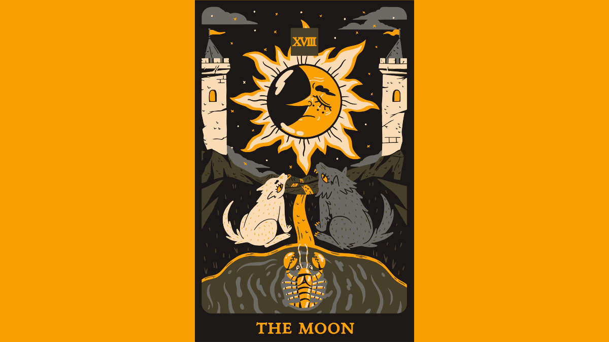 Ilustração da carta de tarô A Lua