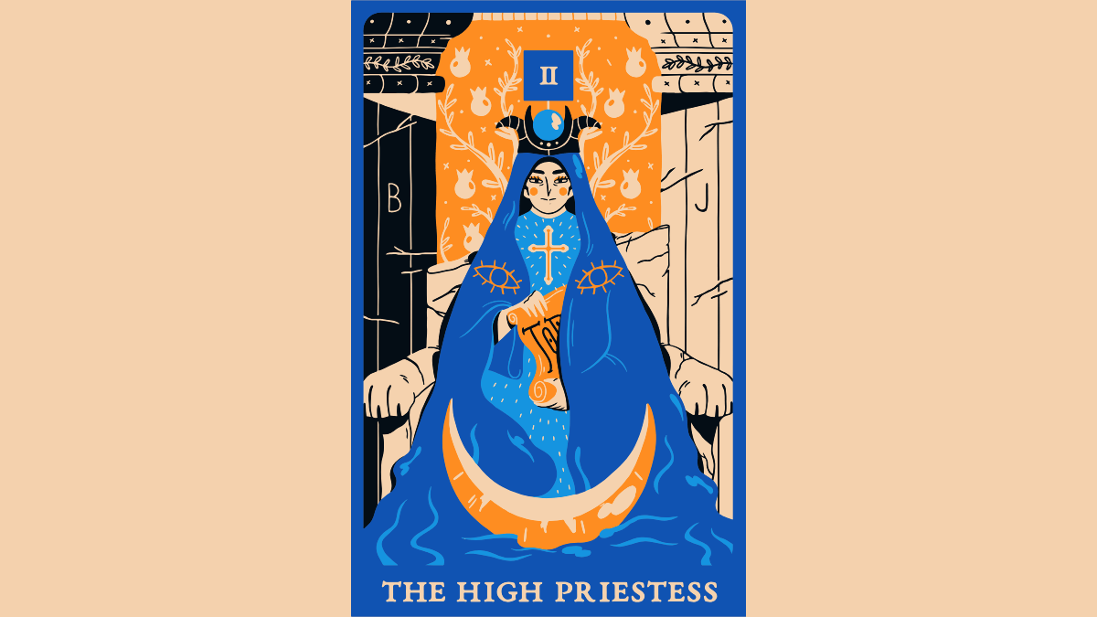 Ilustração da carta de tarô A Sacerdotisa