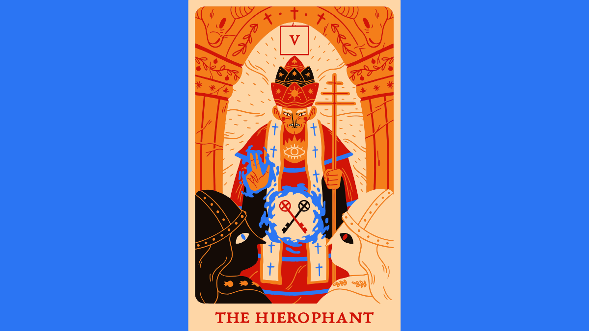 Ilustração da carta de tarô O Hierofante