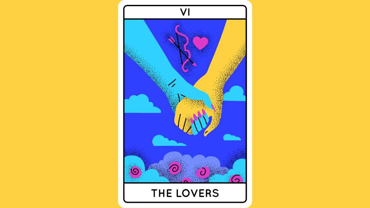 Ilustração da carta de tarô Os Enamorados