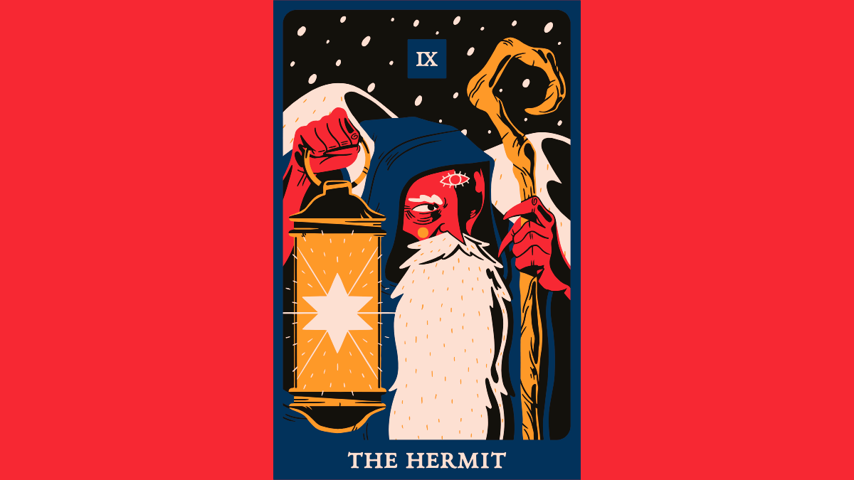 Ilustração da carta de tarô O Eremita