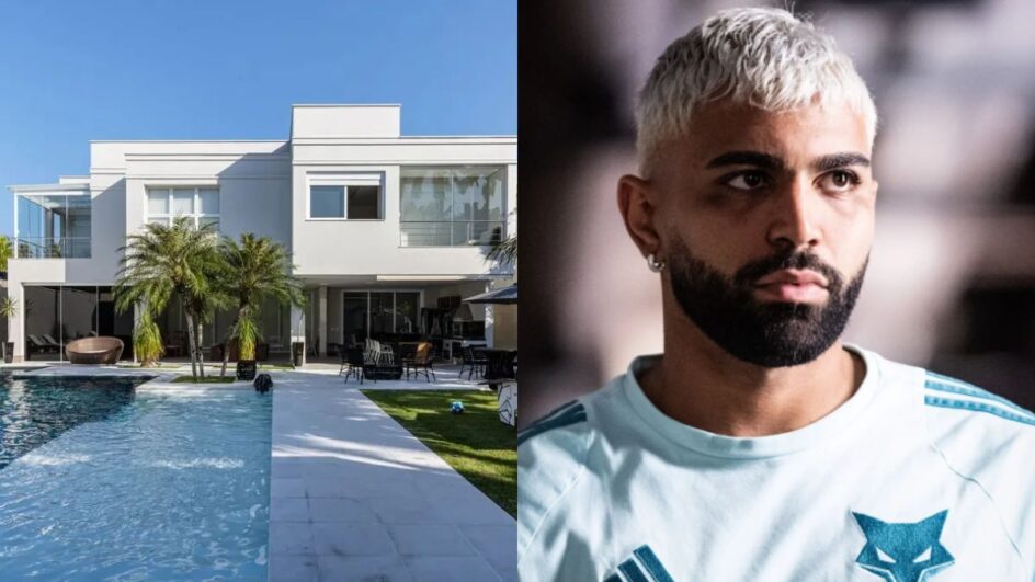 Mansão de Gabigol, do Cruzeiro, fica em Guarujá (Foto: Reprodução e Gustavo Aleixo).
