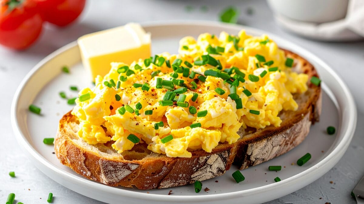 Ovos mexidos com pão