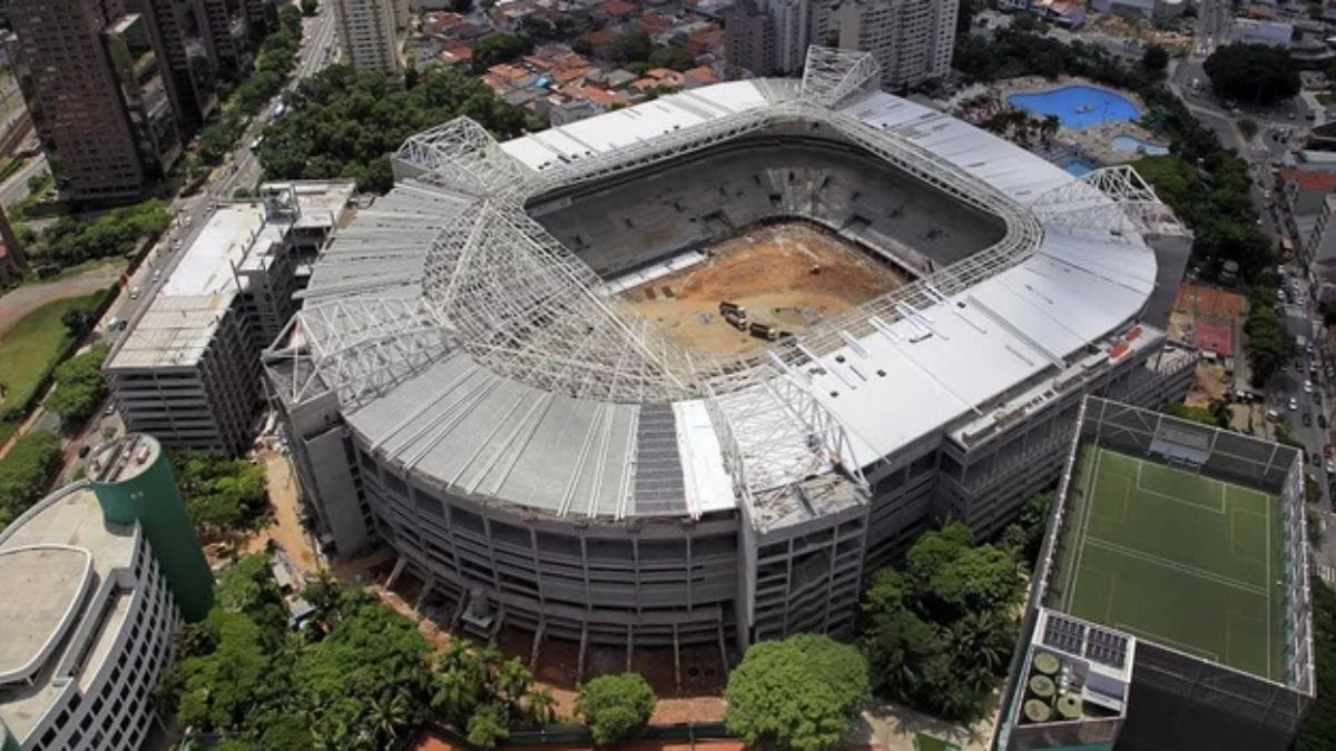 Estádio do Palmeiras meses antes da inauguração, em 2014 (Foto: Divulgação, WTorre)