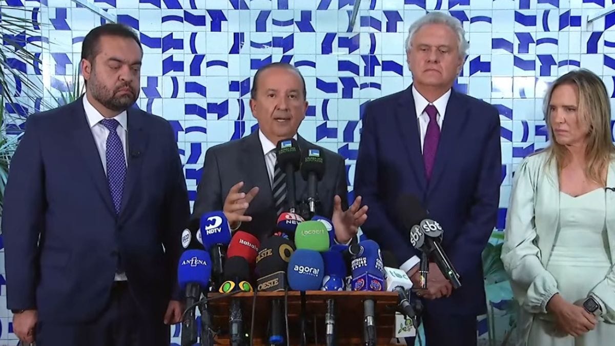 Governadores deram coletiva após reunião com Hugo Motta (Foto: YouTube, Reprodução)