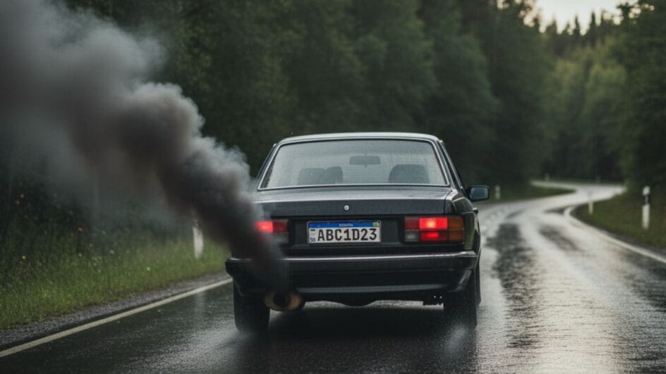 Emissão de gases poluentes do carro é uma das principais causas do aquecimento global (Foto: imagem gerada por IA)