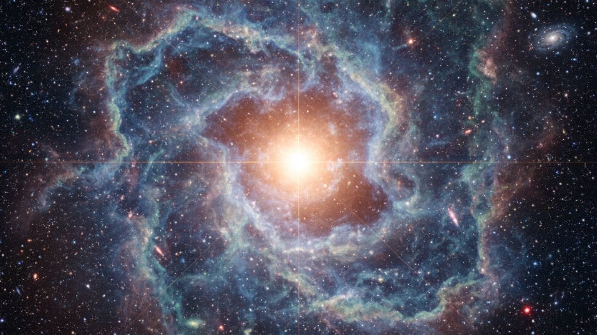 Estrela encontrada pelo James Webb é rodeada de moléculas orgânicas (Foto: imagem gerada por IA)