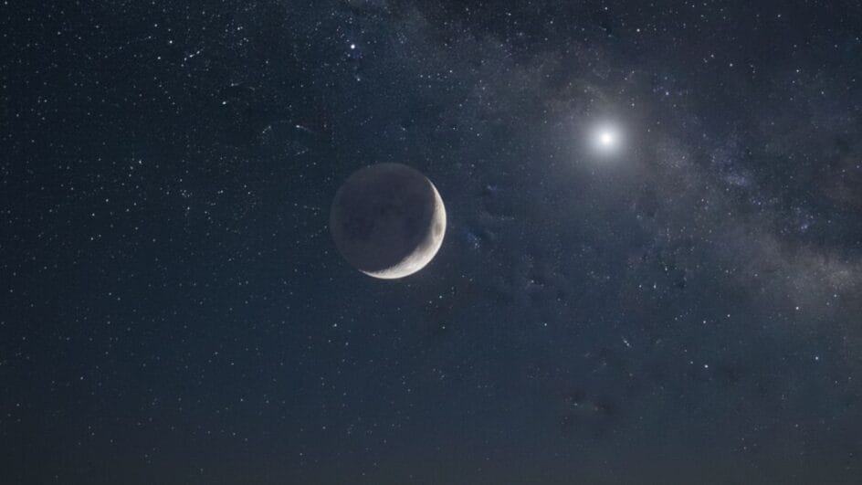 Lua e Saturno aparecerão próximos no céu (Foto: imagem gerada por IA)