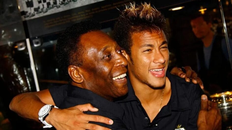 Pelé e Neymar abraçados