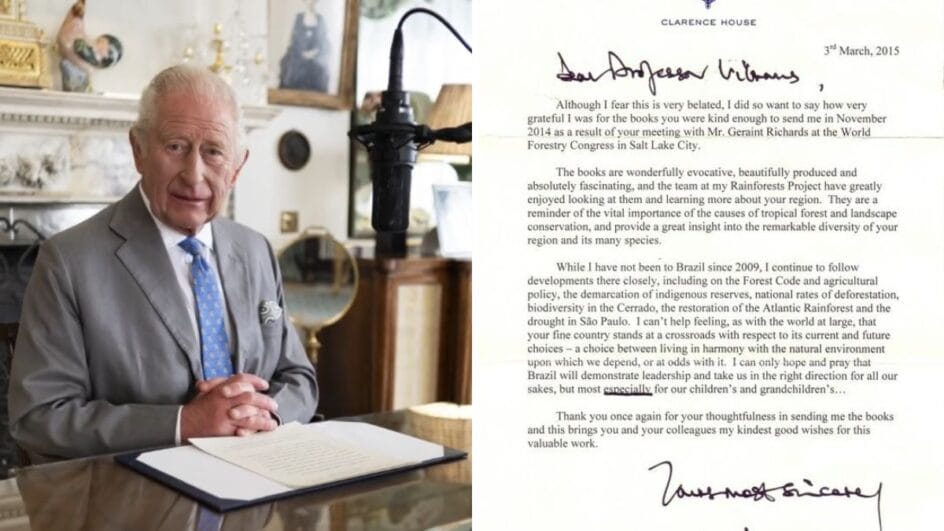 Rei Charles III escreveu carta a pesquisador de SC e falou sobre meio ambiente do país em carta há uma década (Foto: Instagram, Reprodução)
