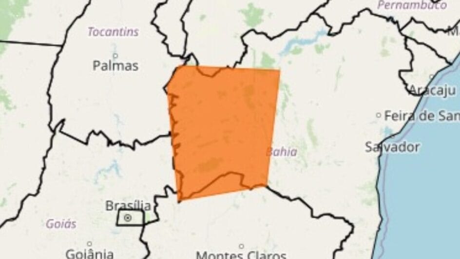 Alerta vale para cidades que estão em laranja (Foto: Inmet, Reprodução)