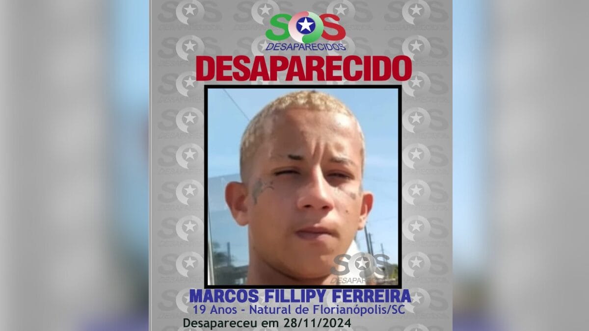 O desaparecimento de Marcos Fillype Ferreira completa um ano nesta sexta-feira (Foto: Reprodução, PMSC)