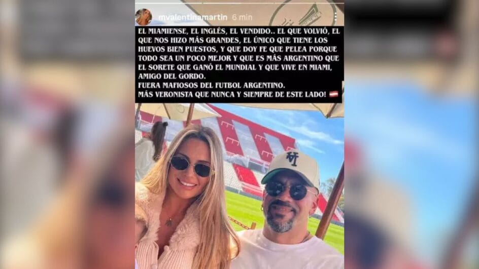 Esposa de Verón vai Às redes sociais xingar Messi