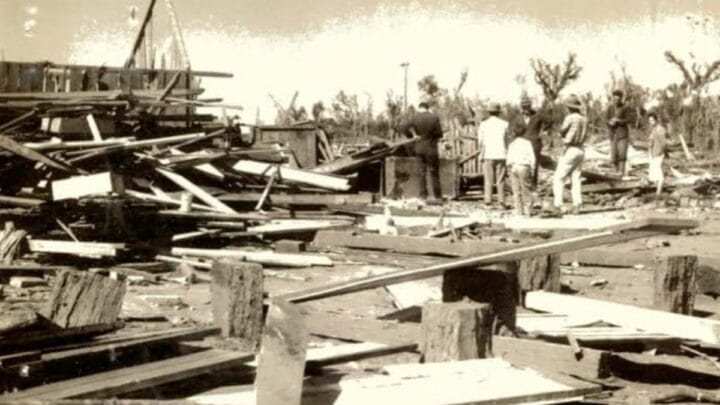 Estragos causados por tornado em Canoinhas em 1959 (Foto: Arquivo Câmara dos Deputados, Reprodução)