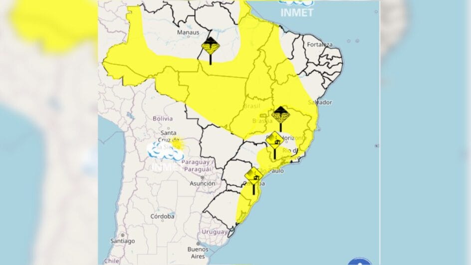 Alerta amarelo coloca estados em perigo de vendavais de 60 km/h e chuvas intensas
