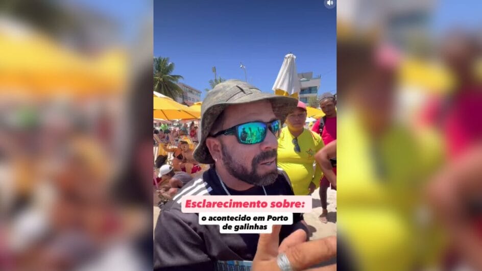 Foto mostra um dos comerciantes envolvidos na confusão em Porto de Galinhas