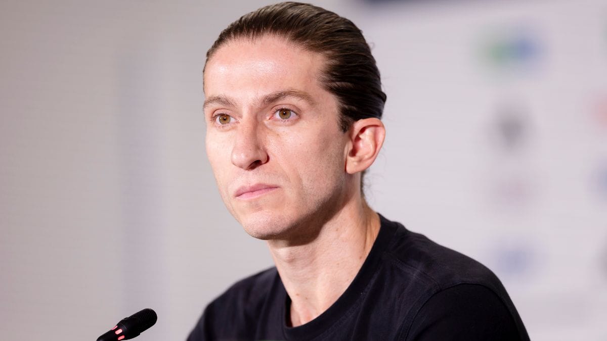 Filipe Luís, técnico do Flamengo, durante coletiva em Doha (Foto: Adriano Fontes, Flamengo)