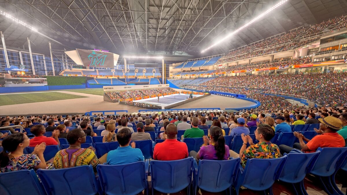 Quadra de tênis no LoanDepot Park 