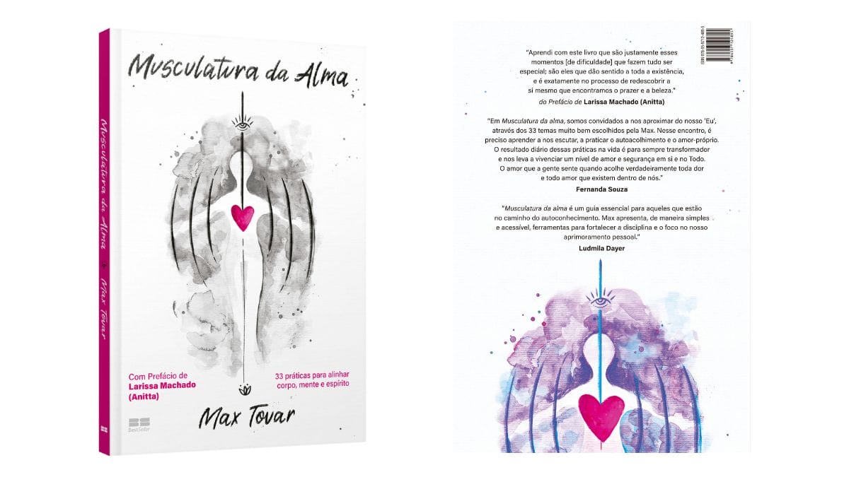 Capa e contracapa do livro "Musculatura da alma: 33 práticas para alinhar corpo, mente e espírito" de Max Tovar.