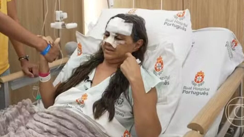 Mulher em tratamento contra câncer foi brutalmente agredida pelo marido (Foto: Fantástico, Reprodução)