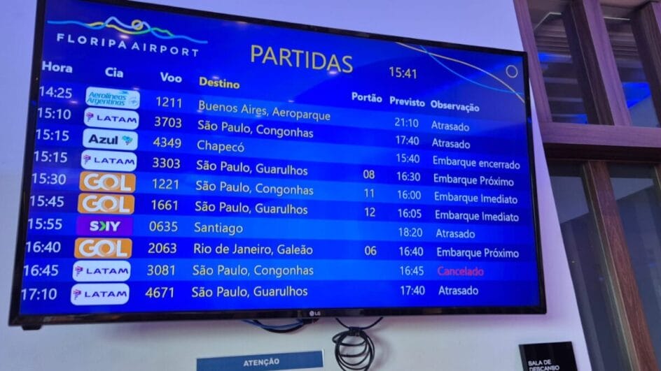 Partidas e voos cancelados no Floripa Airport (Foto: Reprodução)