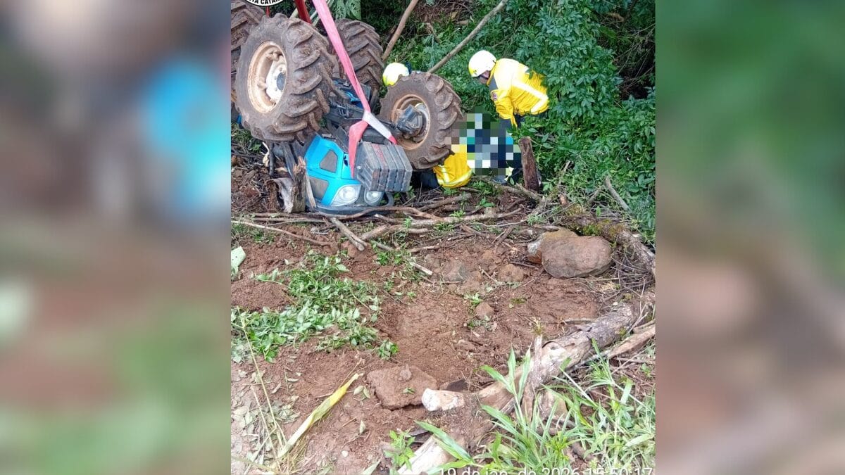 Acidente com trator em Videira