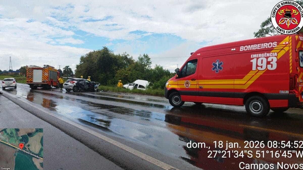 Batida violenta termina na morte de duas mulheres na BR-282, em Campos Novos 