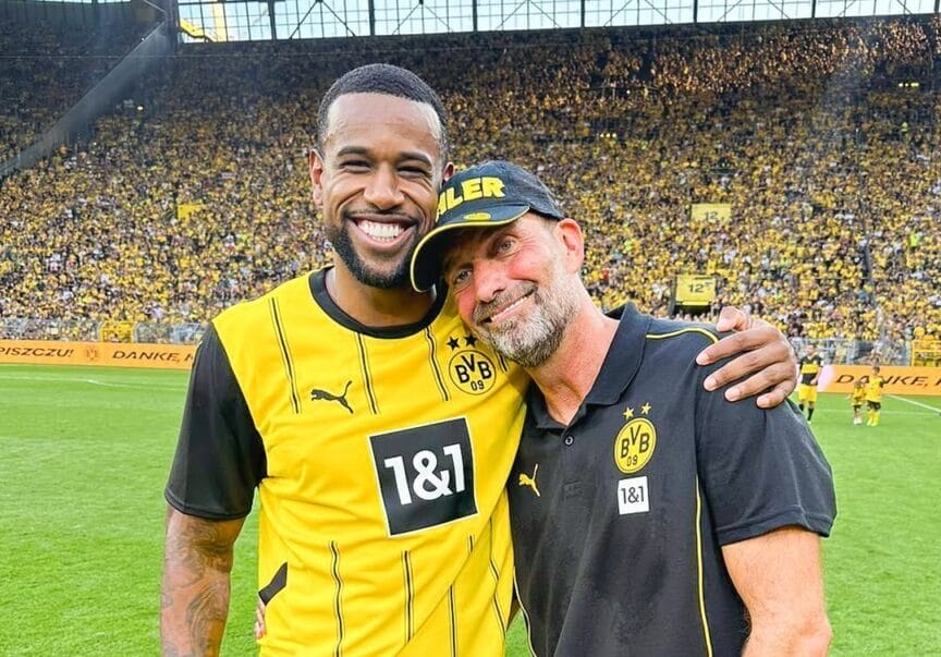 Felipe Santana e Klopp em jogo festivo do Borussia Dortmund