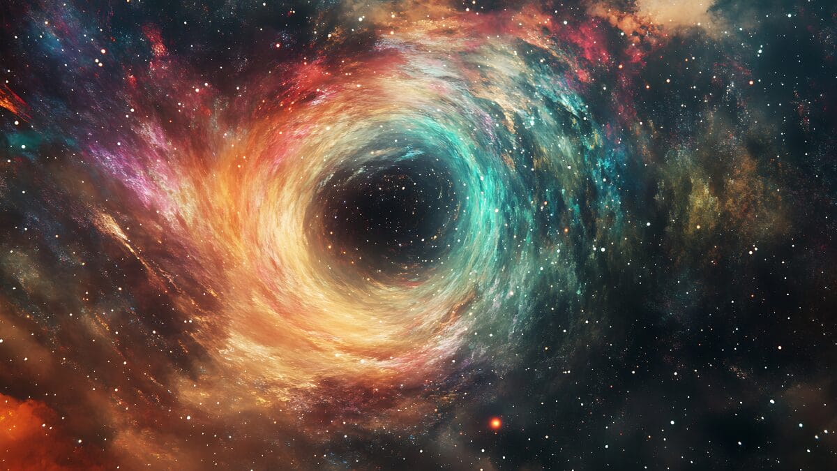 Singularidade: O centro do buraco negro, onde a mat&eacute;ria est&aacute; concentrada em um ponto de densidade infinita, distorcendo o espa&ccedil;o-tempo ao m&aacute;ximo.