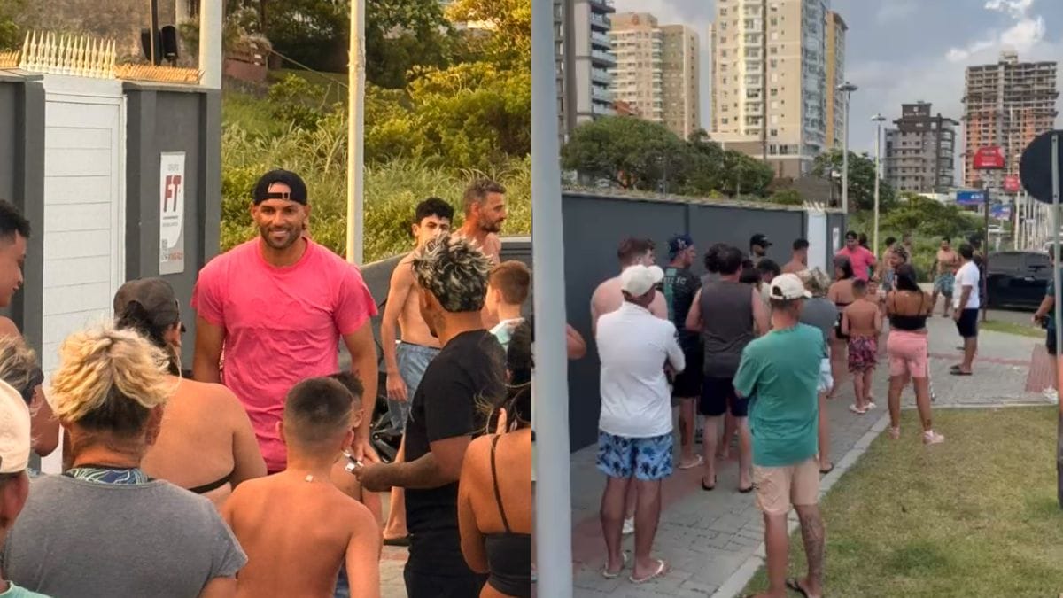 Weverton atendeu torcedores na porta de casa (Foto: Carlos Júnior, Arquivo Pessoal)