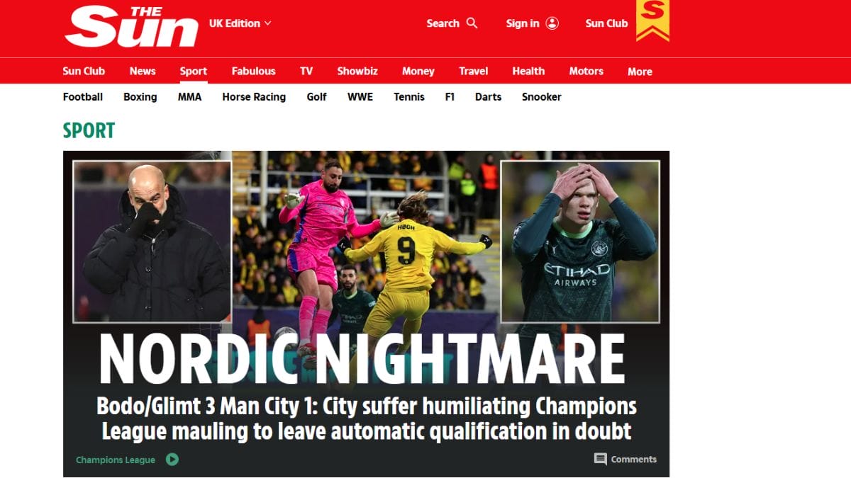 Marca repercute derrota do Manchester City