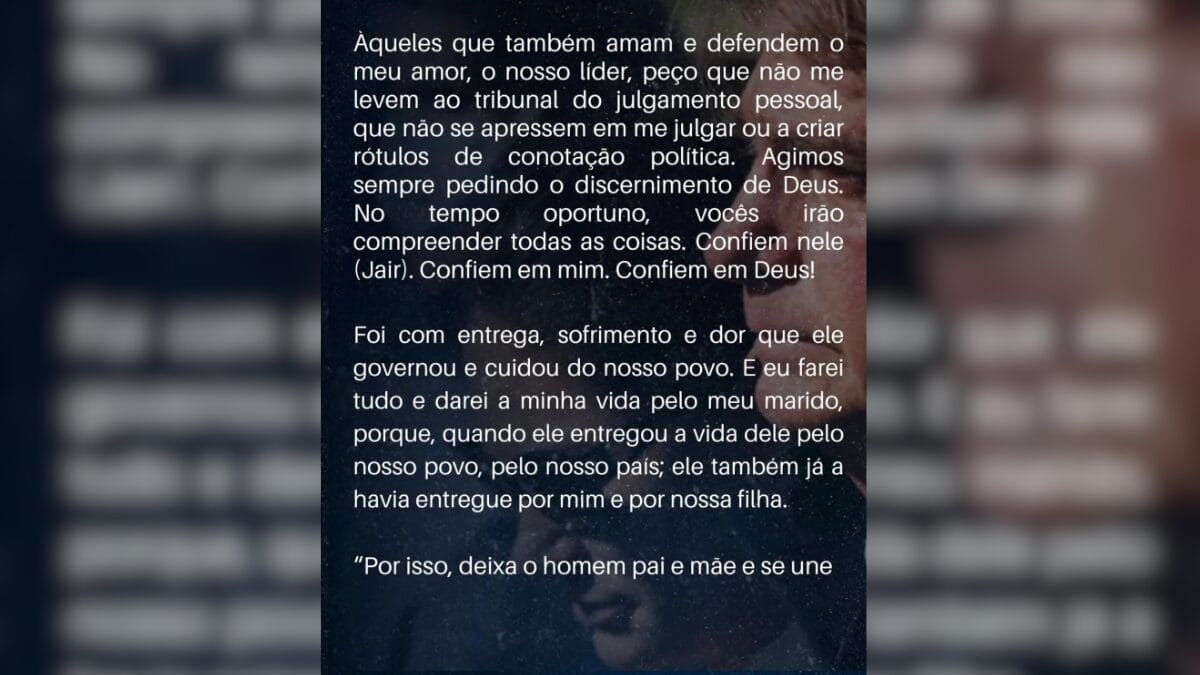 Post apagado de Michelle Bolsonaro