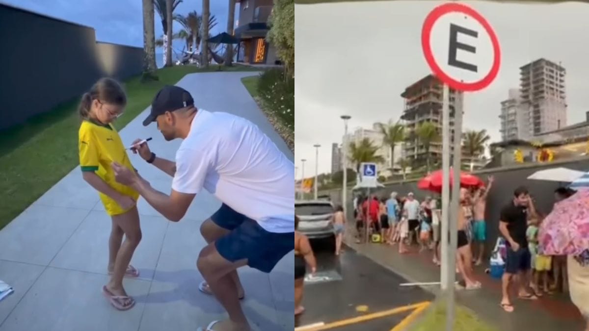 Goleiro do Palmeiras atende torcedores em casa em SC (Foto: Redes sociais, Reprodução)
