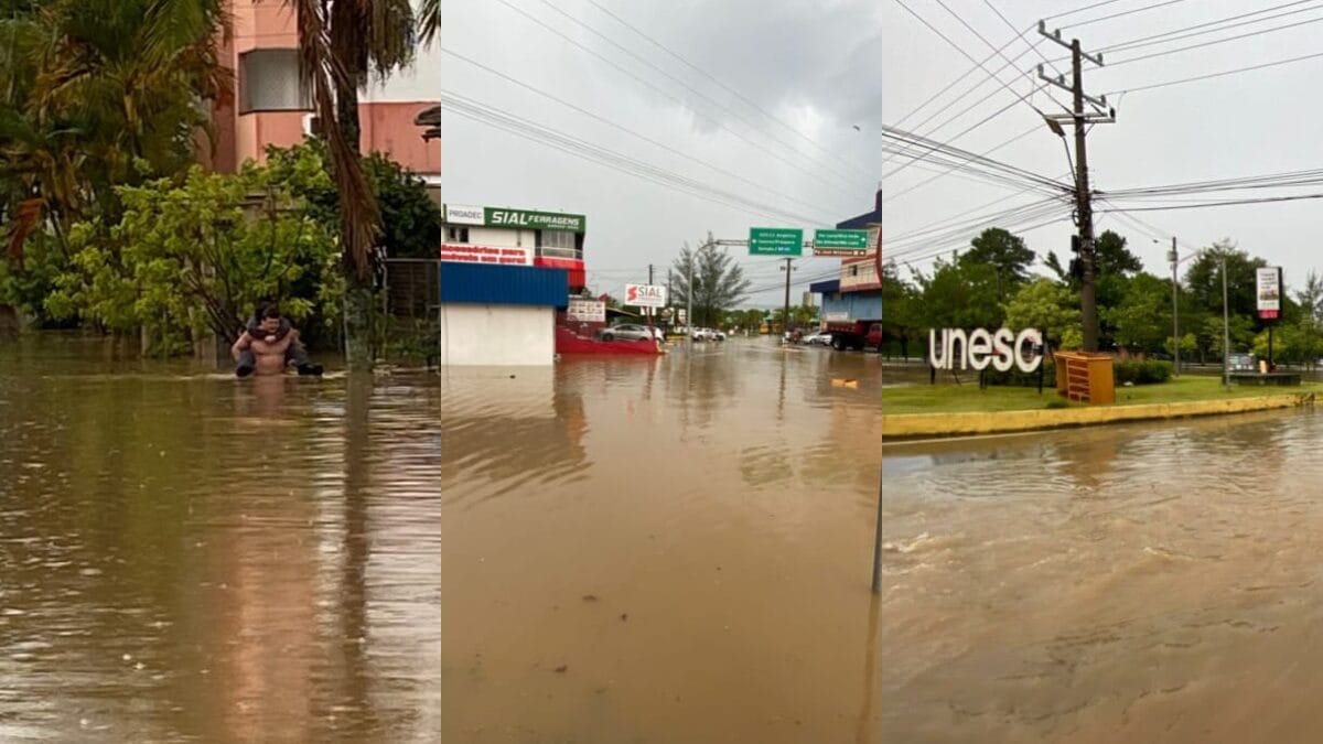 Alagamentos em ruas de Crici&uacute;ma