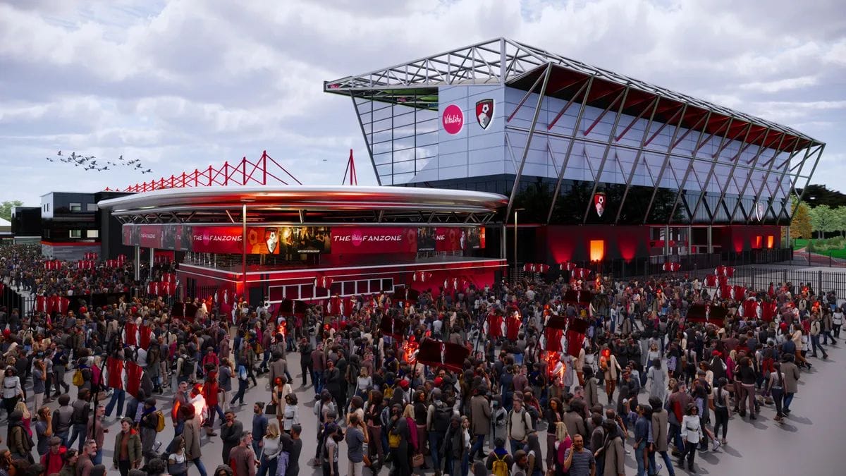 Novo est&aacute;dio do Bournemouth, novo time de Rayan (Foto: divulga&ccedil;&atilde;o, Bournemouth)